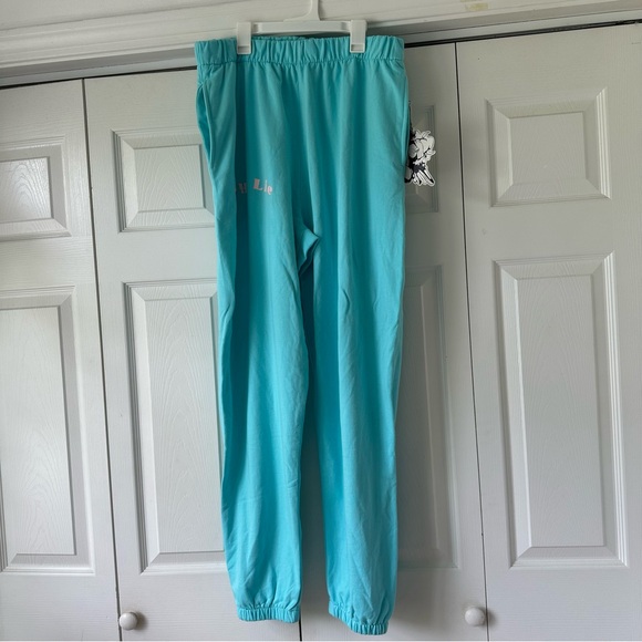 NWT Boys Lie Sweatpants - Aqua Blue w/ Pale Pink Text - Picture 2 of 11
